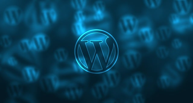 The WordPress logo on a blue backdrop