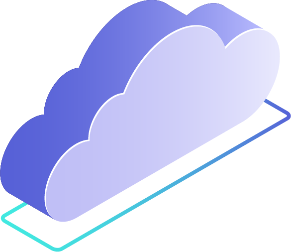 An isometric art of a cloud with glowing rectangular outline at the base.